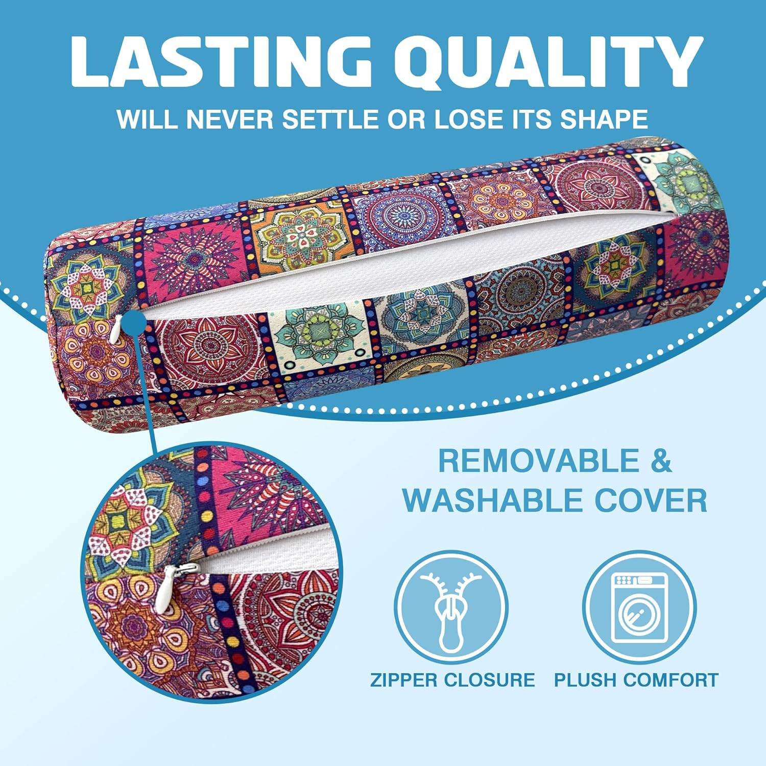 Neck Roll Pillow for Sleeping,Ergonomic Cylinder Tube Pillows for Cervical Spine and Neck Support,Versatile Roll Pillow for Bed,Office,and Travel,Memory Foam Bolster with Washable Cover